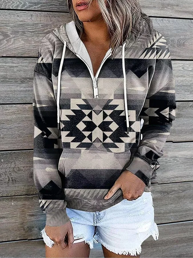 Loose Zip Up Western Vintage Hoodie