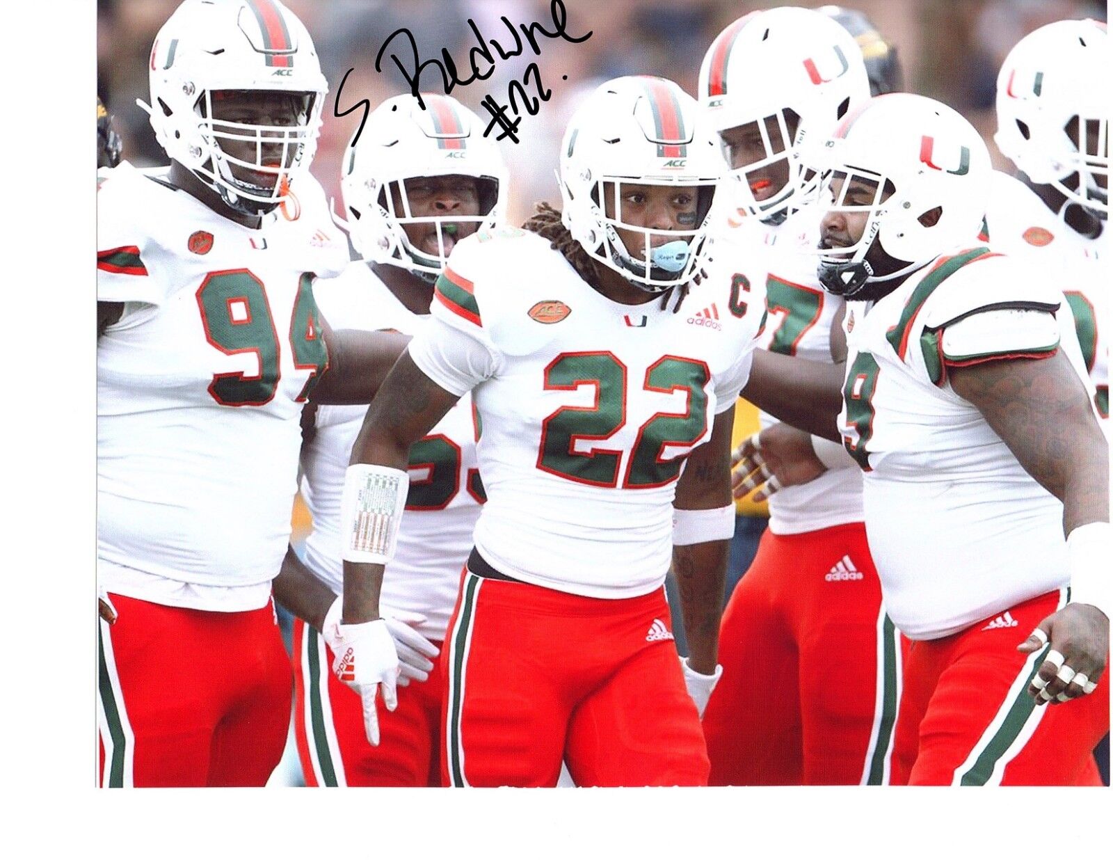 Sheldrick Redwine Miami Hurricanes Signed autographed 8x10 football Photo Poster painting TheU g