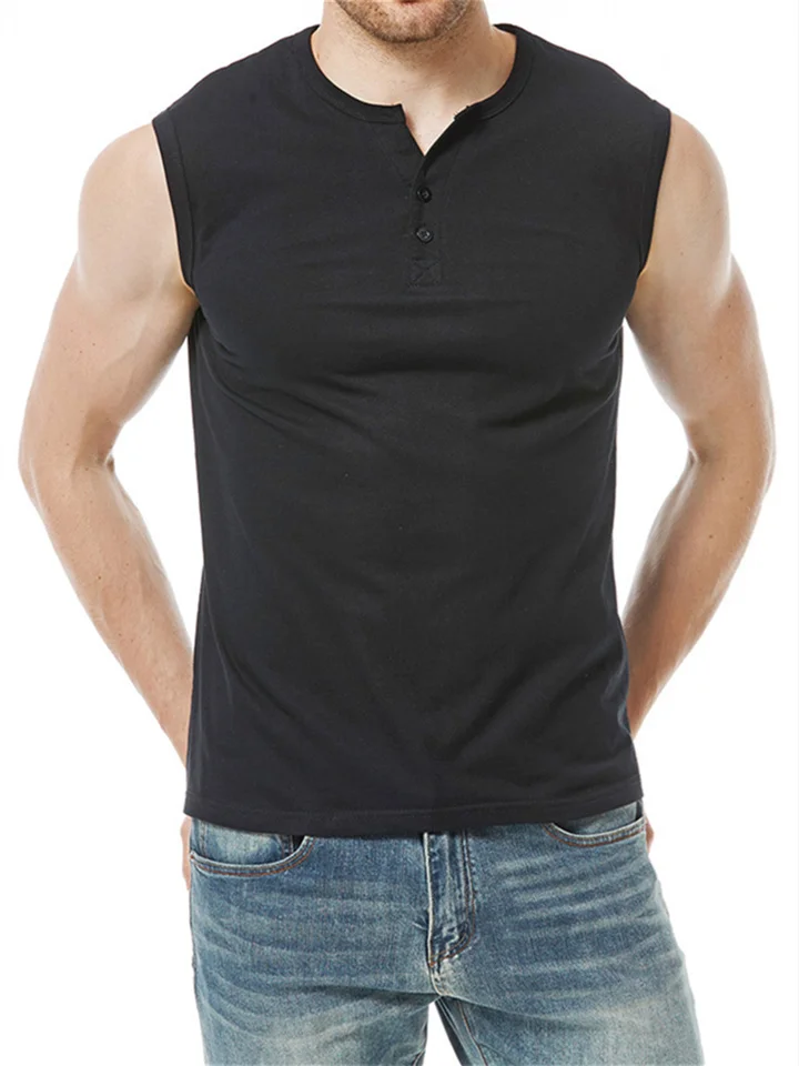 Men's Tank Top Vest Top Undershirt Sleeveless Shirt Solid Color Henley Street Casual Short Sleeve Button-Down Clothing Apparel Fashion Basic Classic Comfortable