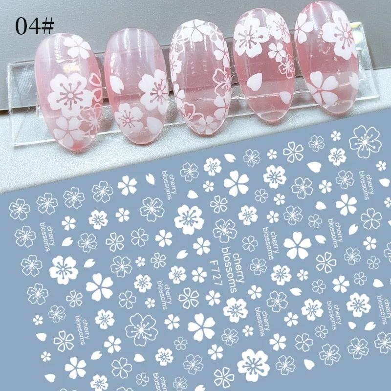 3D Christmas Nail Art Decoration Stickers Sparkly Gold White Colorful Glitter Geometry Snowflake Winter Slider Nail Foils-Nail Inspo