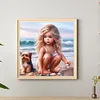 Fille et chien-perceuse ronde peinture diamant-40*40cm