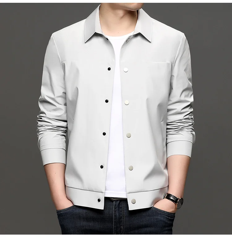 New Early Spring Men's Slim Lapel Jacket Single-Breasted Loose Coat