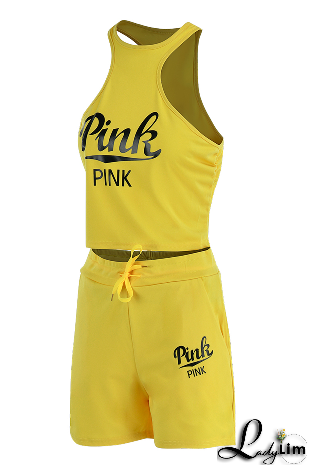 White Fashion Print Patchwork O Neck Sleeveless Two Pieces