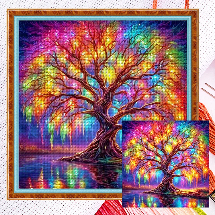 Colorful Tree Of Life (40*40cm) 14CT Counted Cross Stitch gbfke