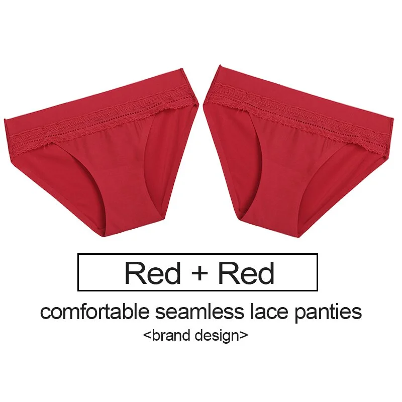 2PCS/Set Lace Panties Women's Underwear Female Lingerie Seamless Panties Underpants Sexy Briefs Intimates Woman Girls Pantys