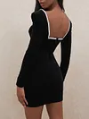 Sexy Slim Deep V-Neck Long Sleeve Velvet Mini Dress