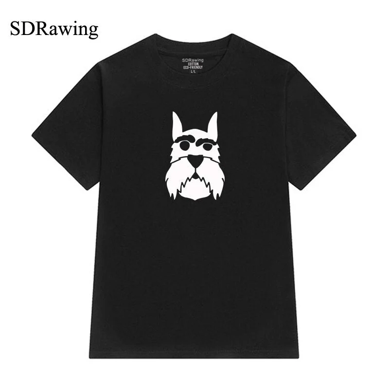 Schnauzer illustration T shirt dog puppy animal pet kennel cute gift tumblr hipster instagram Graphic Tees summer tops