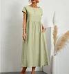 2023 Spring Fashion Solid Color Cotton Linen Pocket Dress