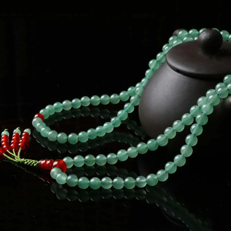 Green Aventurine Red Agate 108 Beads Luck Bracelet Necklace Mala