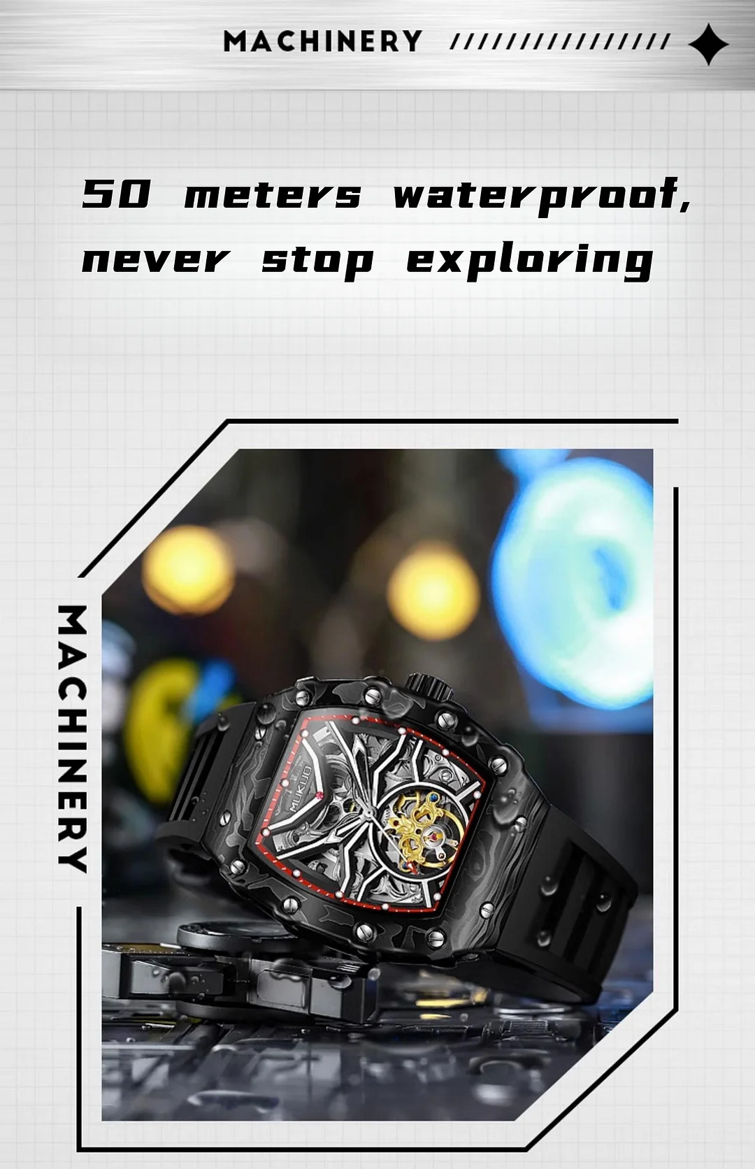 Fully Automatic Mechanical Skeleton Tourbillon Personalized Luminous Waterproof Watch