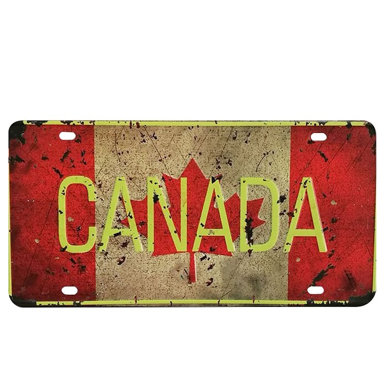 Canada flag - Car License Tin Signs/Wooden Signs - Calligraphy Series - 6*12inches