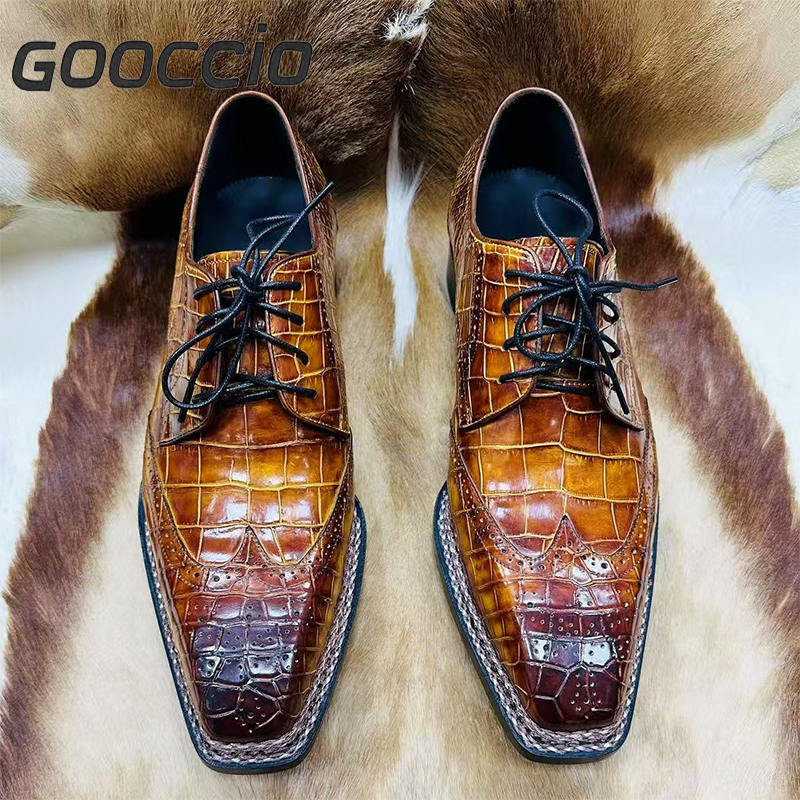 MY221 Crocodile Leather Dress Shoes/Derby Shoes For Men GOOCCIO   