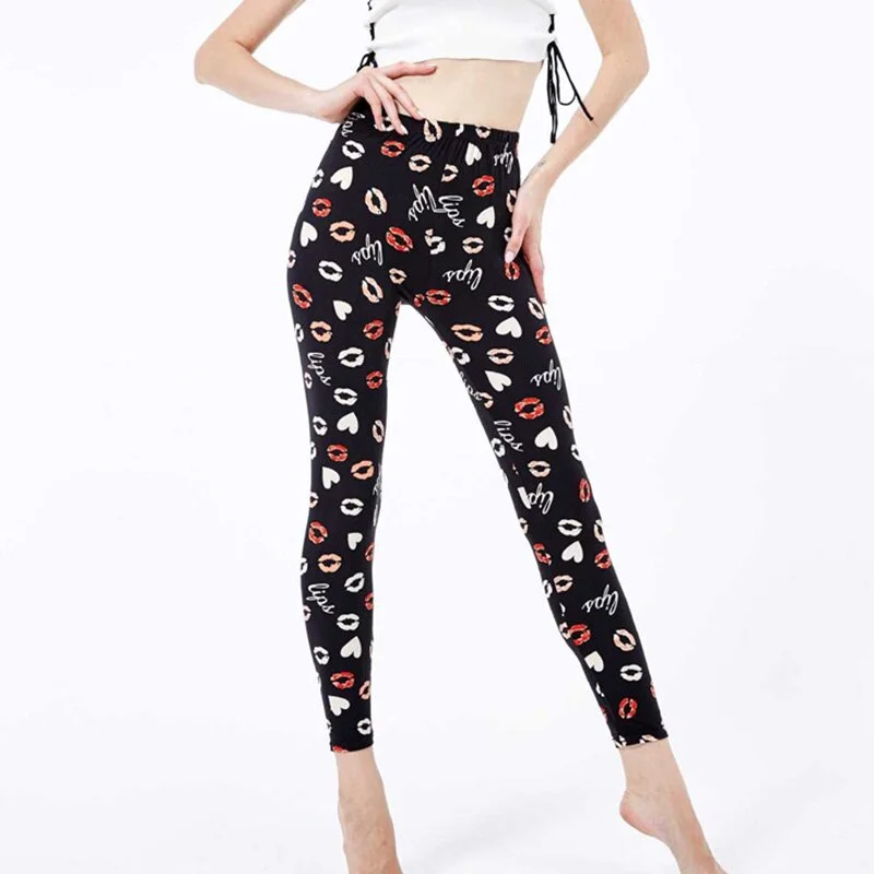 CUHAKCI Polyester High Quality Stretchy Workout Leggings Women Printed Outwear Running Leggins Ankle Length Leggings