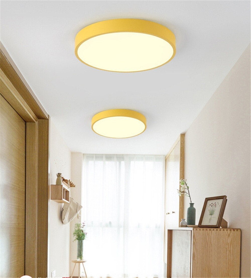 Modern Ceiling Light Round Macarons Lighting Iron Metal Acrylic Kitchen