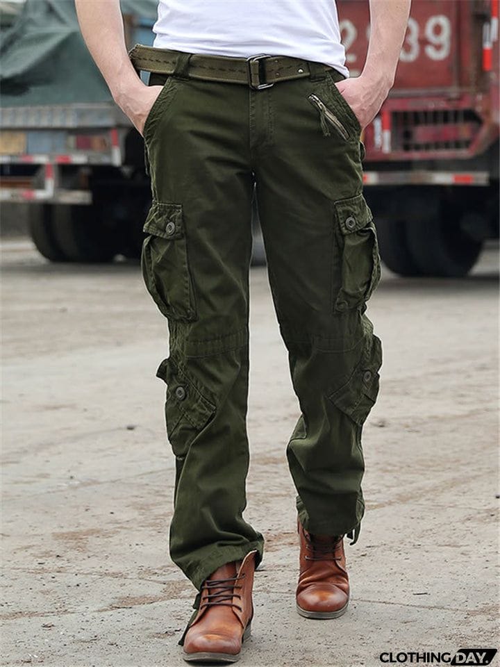 Men's Loose Straight Outdoor Multi-Pocket Cargo Pants