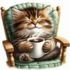 Cat Drinking Coffee-11CT Stamped Cross Stitch 40*40cm/15.75*15.75in