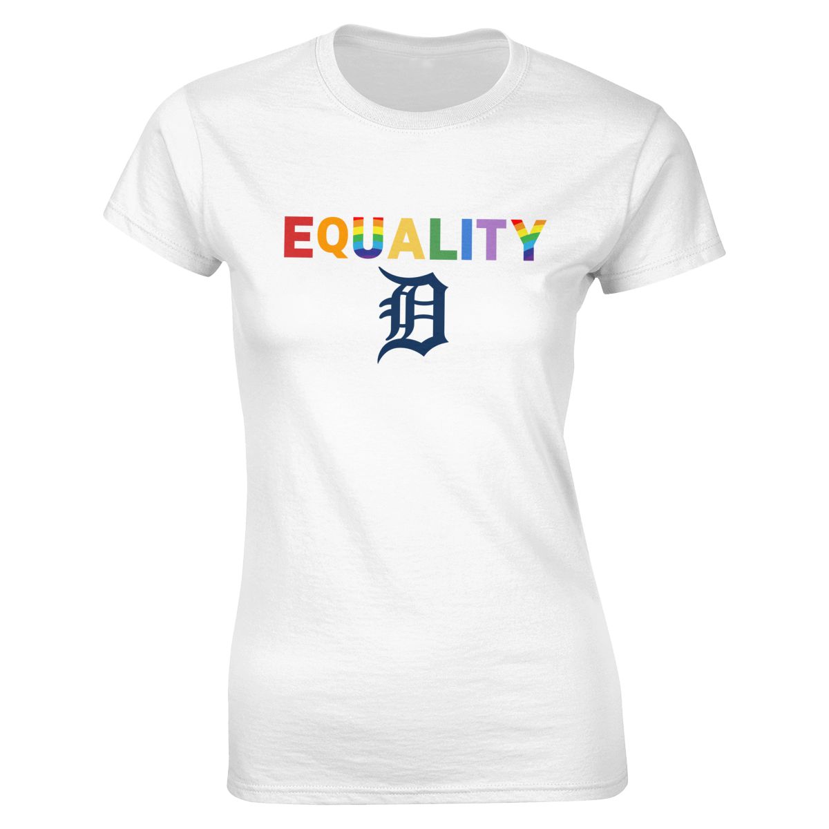 Detroit Tigers Rainbow Equality Pride Women's Short-Sleeve Cotton Tee