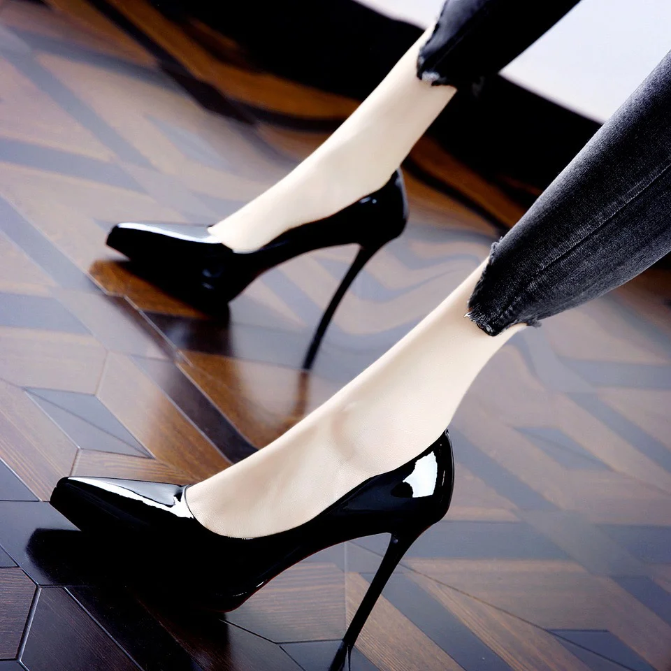 Breakj Breakj Luxury High Heels Women's Fine Heel Pointed Women's Shoes Sexy 12CM Single Shoes Black White Red Shoes Are Not Tired