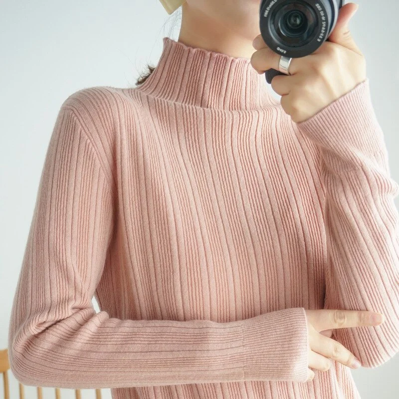 Women Sweater 2020 New Female Turtleneck Long-sleeved Knitted Pullover Jumper Pull Femme Clothes Loose Designer Winter Black