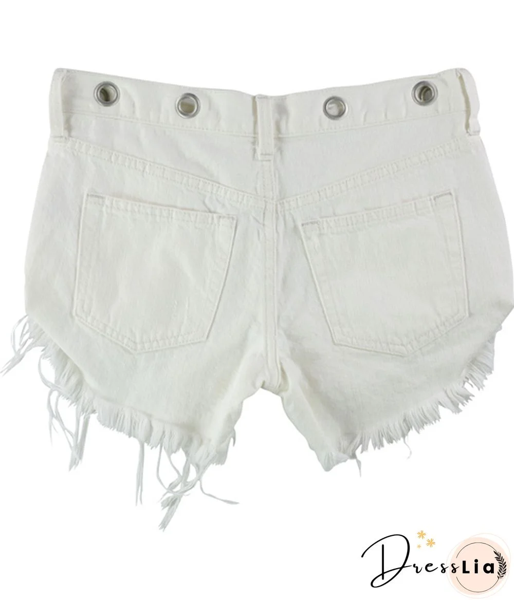 Free People Womens Solid Casual Denim Shorts