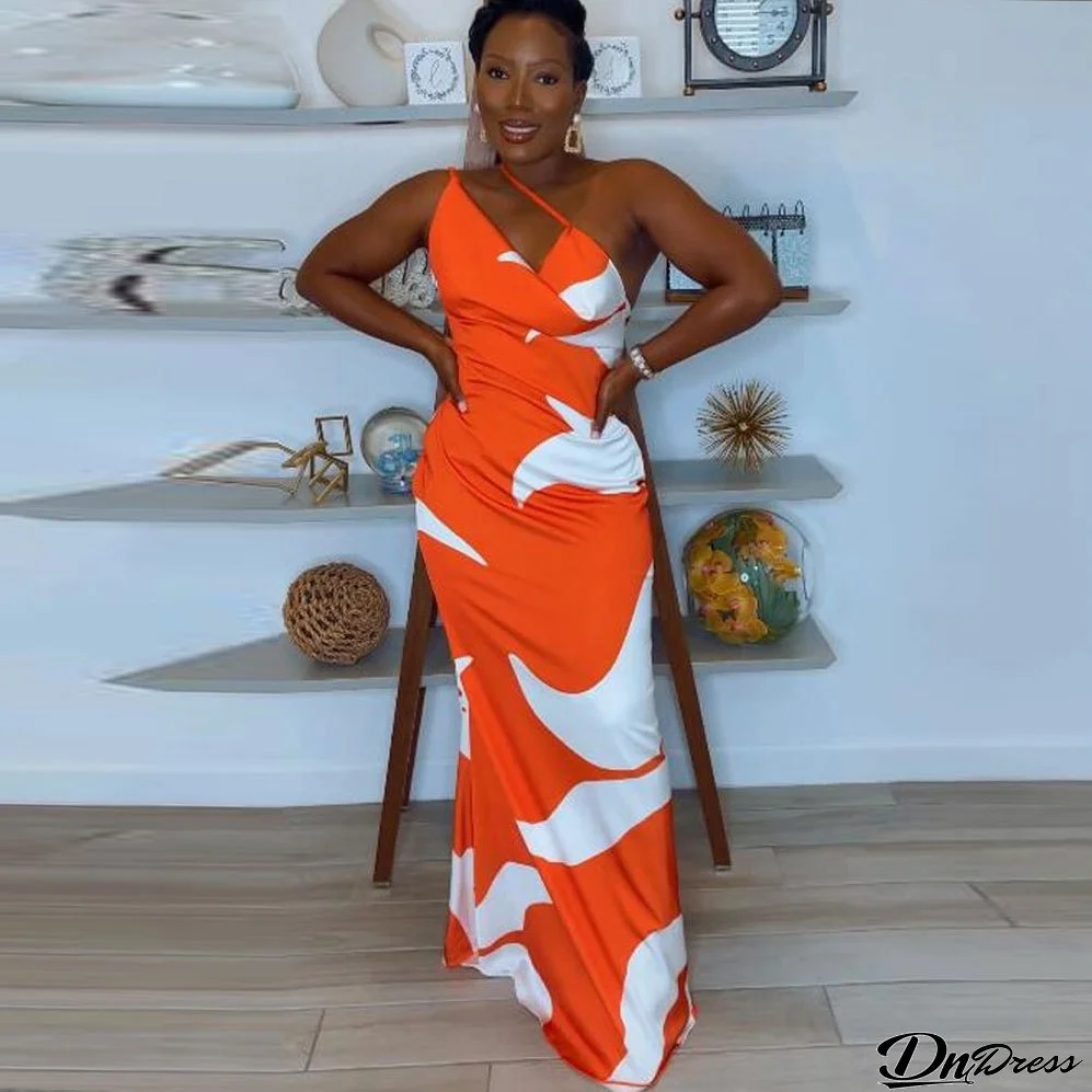 Sexy Printed Slim Bodycon Maxi Dress
