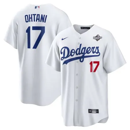 Youth Los Angeles Dodgers #17 Shohei Ohtani  White 2025 World Series Home Limited Jersey