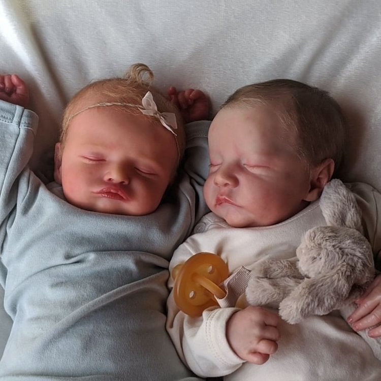 [Reborn Twins] 20'' Aila and Cara Touch Real Reborn Baby Doll Girls with “Heartbeat” and Coos Rebornartdoll® Rebornartdoll®