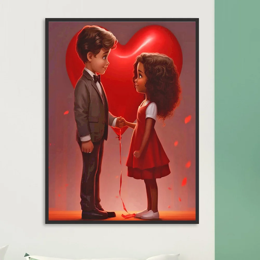 Diamond Painting - Full Round Drill - Kid Sweet Couple(Canvas|30*40cm)
