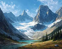 Canadian Rocky Mountains with Glacier - Diamond Painting