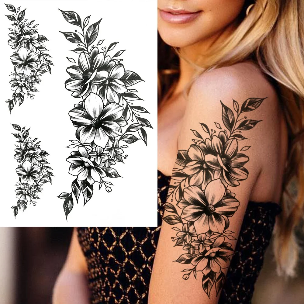 Bird Flower Temporary Tattoos For Women Adults Fake Feather Fox Wolf Tattoo Sticker Geometric Hummingbirds DIY Tatoos Realistic