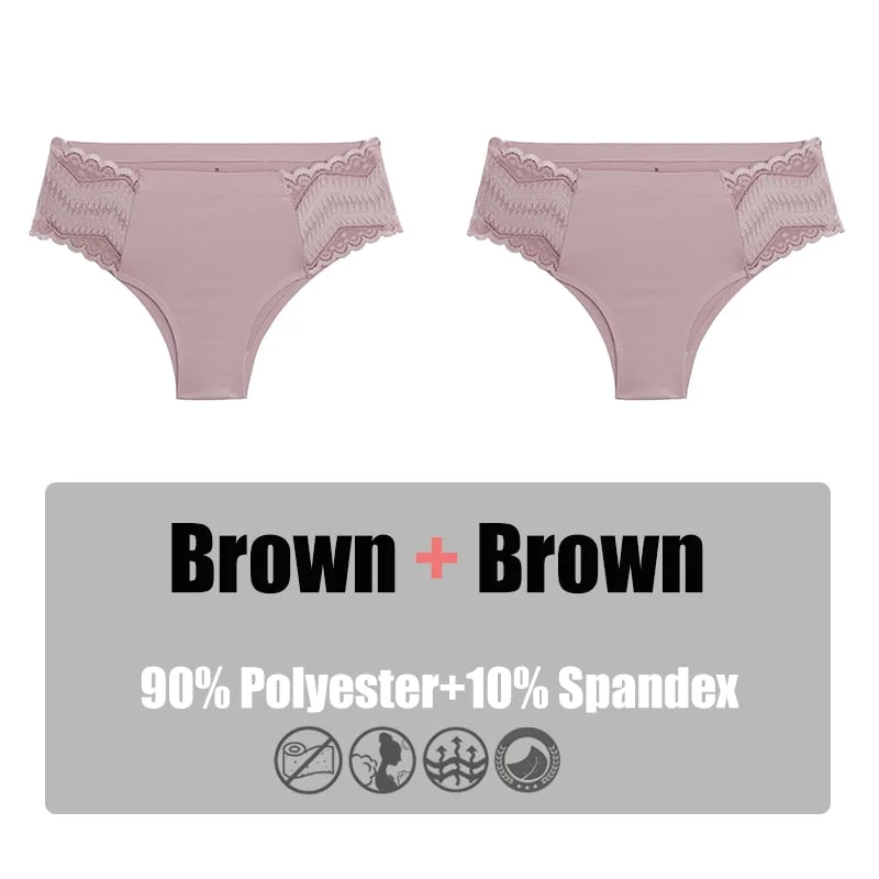 2PCS/Set Women Panties Lace Underwear Briefs Seamless Panties Sexy Lingerie for Female Intimates Underpants Floral Lace Pantys