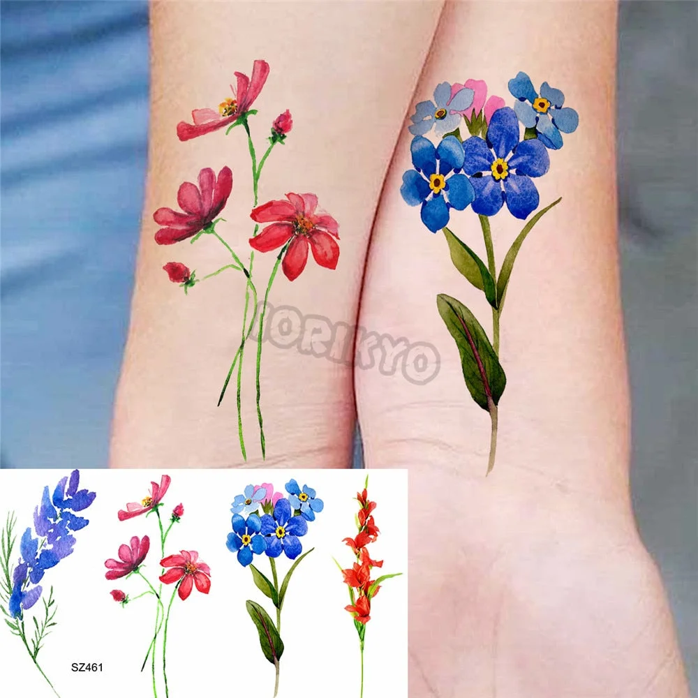 Minimalist Polar Bear Small Temporary Tattoos For Women Men Realistic Dandelion Hummingbird Fake Tattoo Sticker Forearm Tatoos