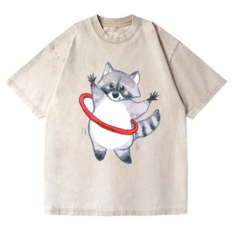 Mouse hula hoop Men's washed T-shirt
