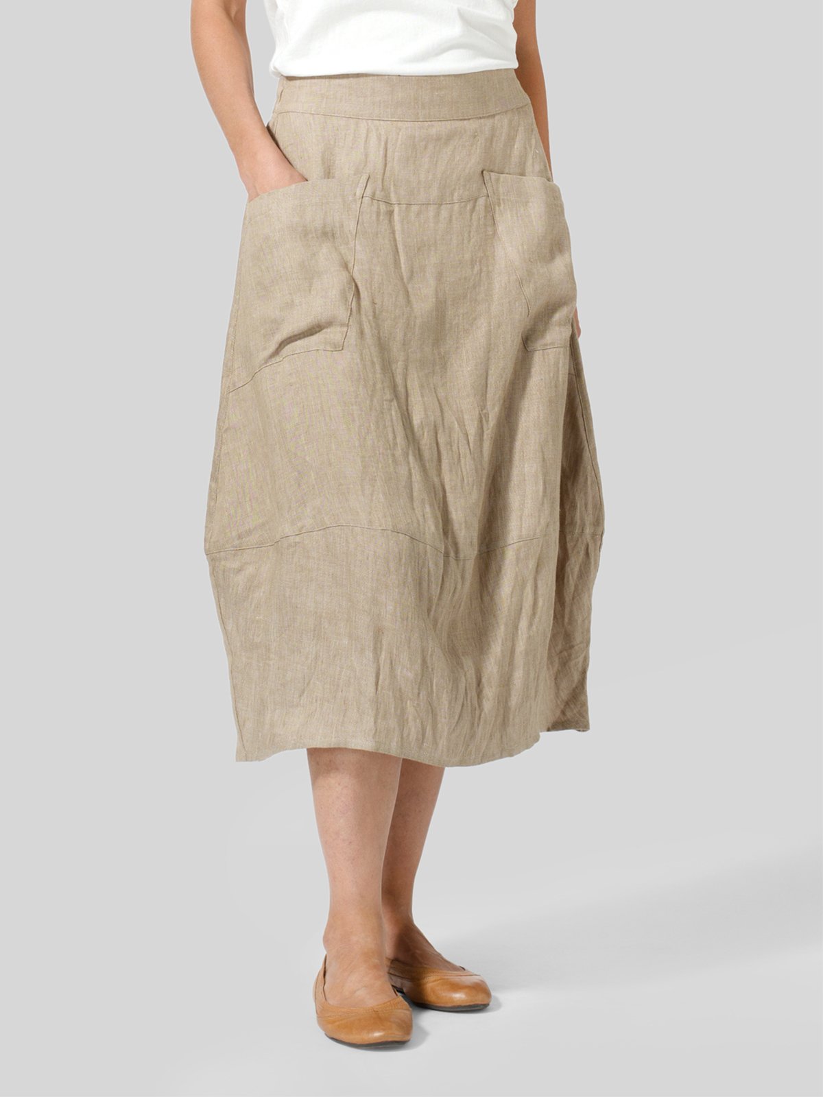 Solid Casual Linen Skirts