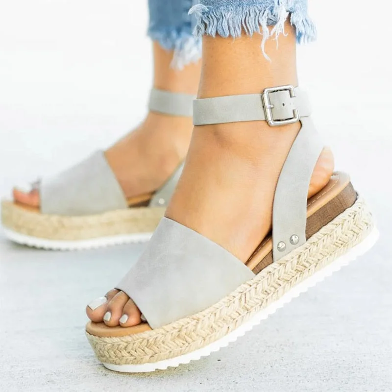 Women Sandals Soft Leather Wedges Shoes Women Espadrilles Platform Sandals Female 4cm High Heels Sandals Summer Chaussures Femme