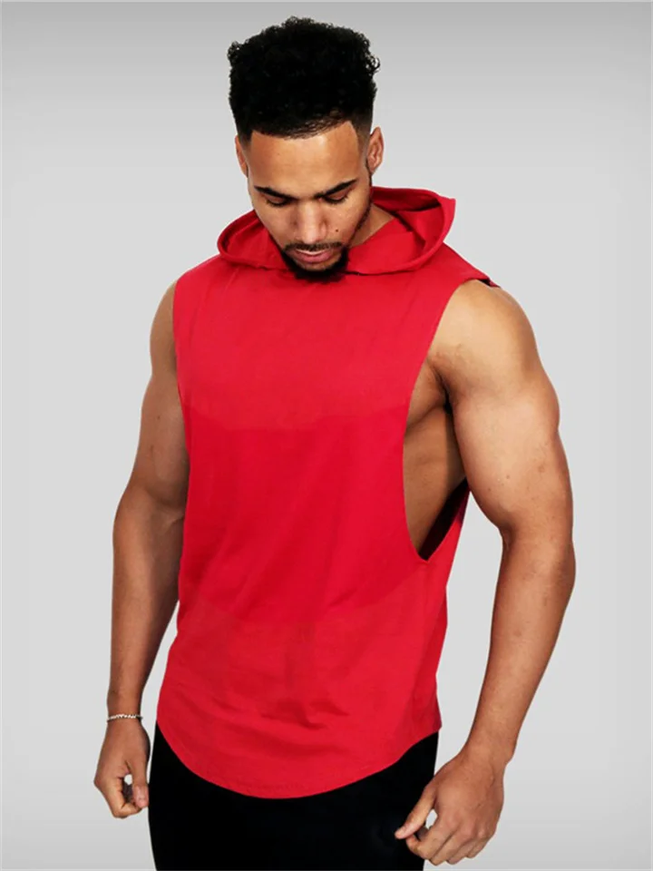 Men's Tank Top Vest Undershirt Solid Color Hooded Casual Daily Sleeveless Tops Cotton Lightweight Fashion Muscle Big and Tall White Black Blue / Summer / Summer-Cosfine