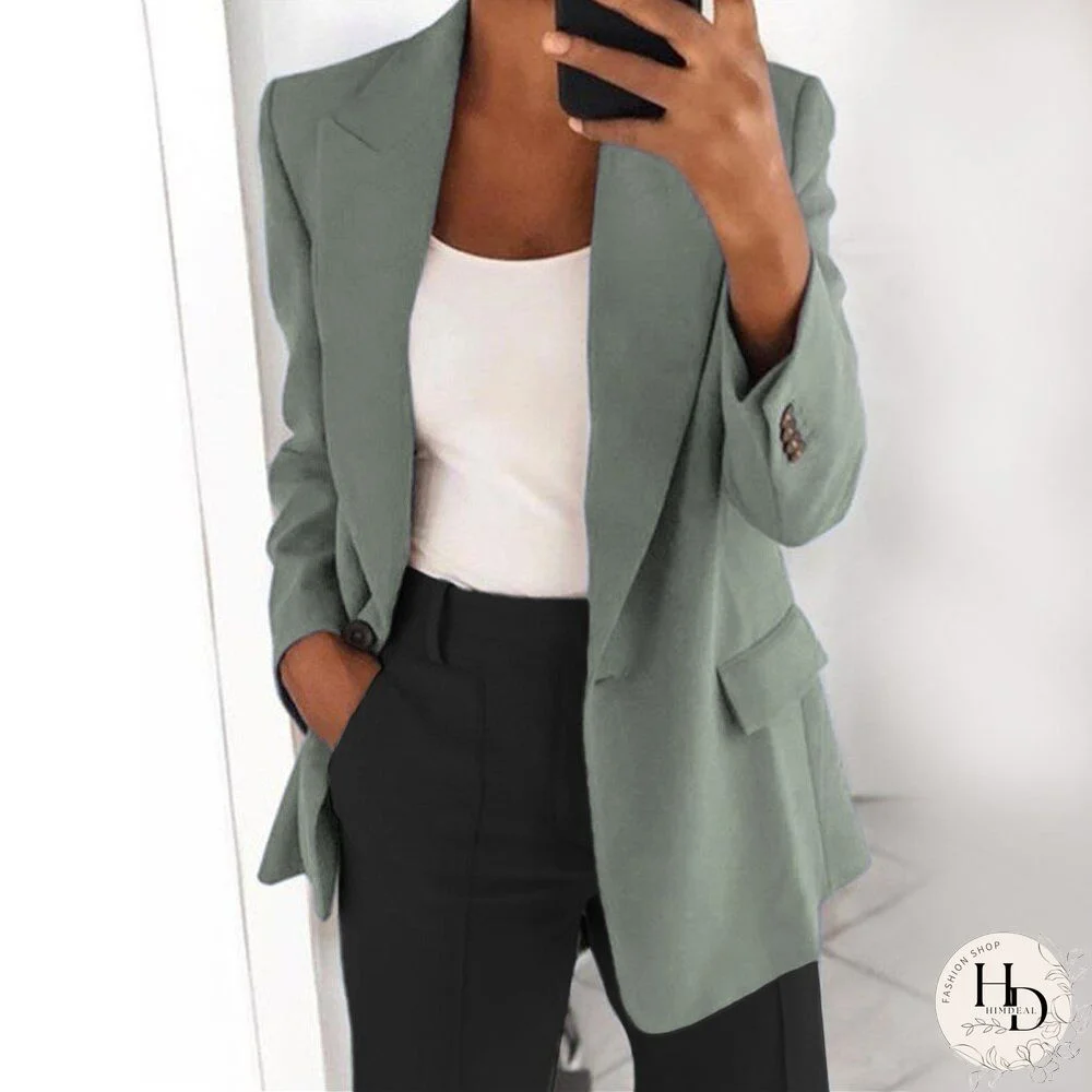 Elegant Retro Blazer Coat Women Spring Autumn Loose Casual Solid Color Blazer Office Lady Fashion Long Sleeve Jacket Tops