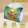 (24cm)Diamond Art Tissue Box Cover DIY PU Desktop Organizer(Sunflowers and birds)