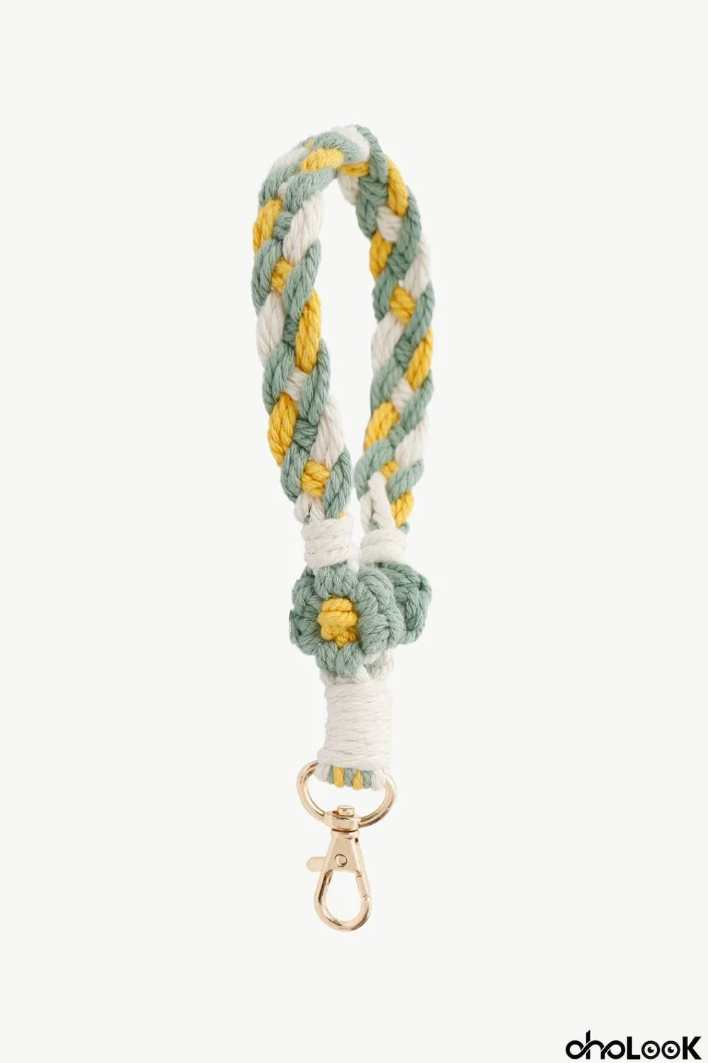 Floral Braided Wristlet Key Chain