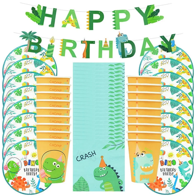 Dinosaur Theme Party Dinosaur Balloon Disposable Tableware Set Kids Boy Birthday Party Decoration Jungle Party Baby Shower Favor