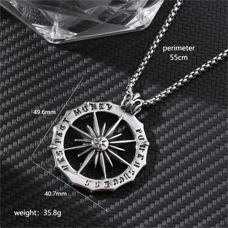 Hip-Hop Cross Anchor Skull Stainless Steel Carving Halloween Men’s Pendant Necklace