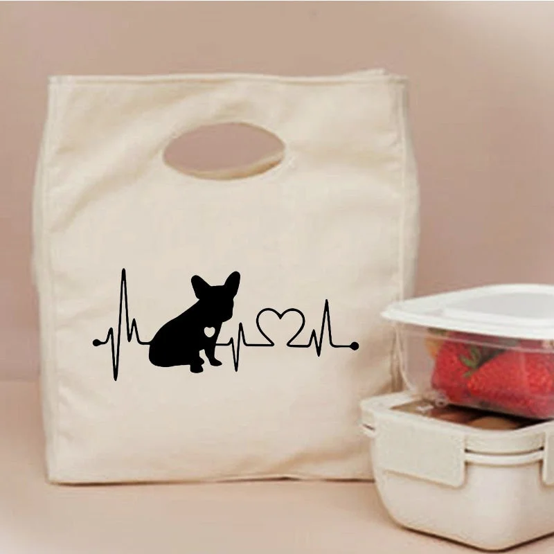 French Bulldog Print Portable Lunch Bag New Thermal Insulated Box Tote Cooler Handbag Bento Pouch Dinner School Food Storage Bag