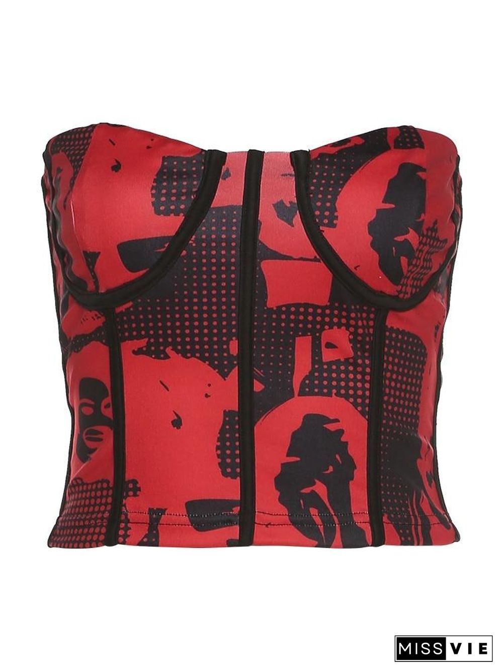 Graduation Gift  Women Print Corset Top Sexy Backless Striped Patchwork Stretch Skinny Wild Summer Trend Hot Girl Street Vest