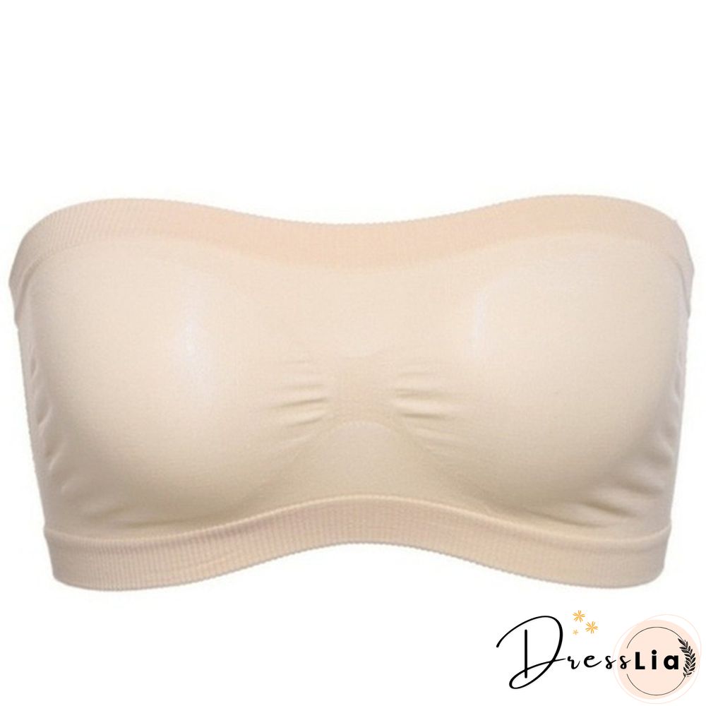 Women Seamless Strapless High Elastic Wrapped Invisible Strapless Soft Chest Wraps Tube Tops Push Up Bra Breathable Crop Top