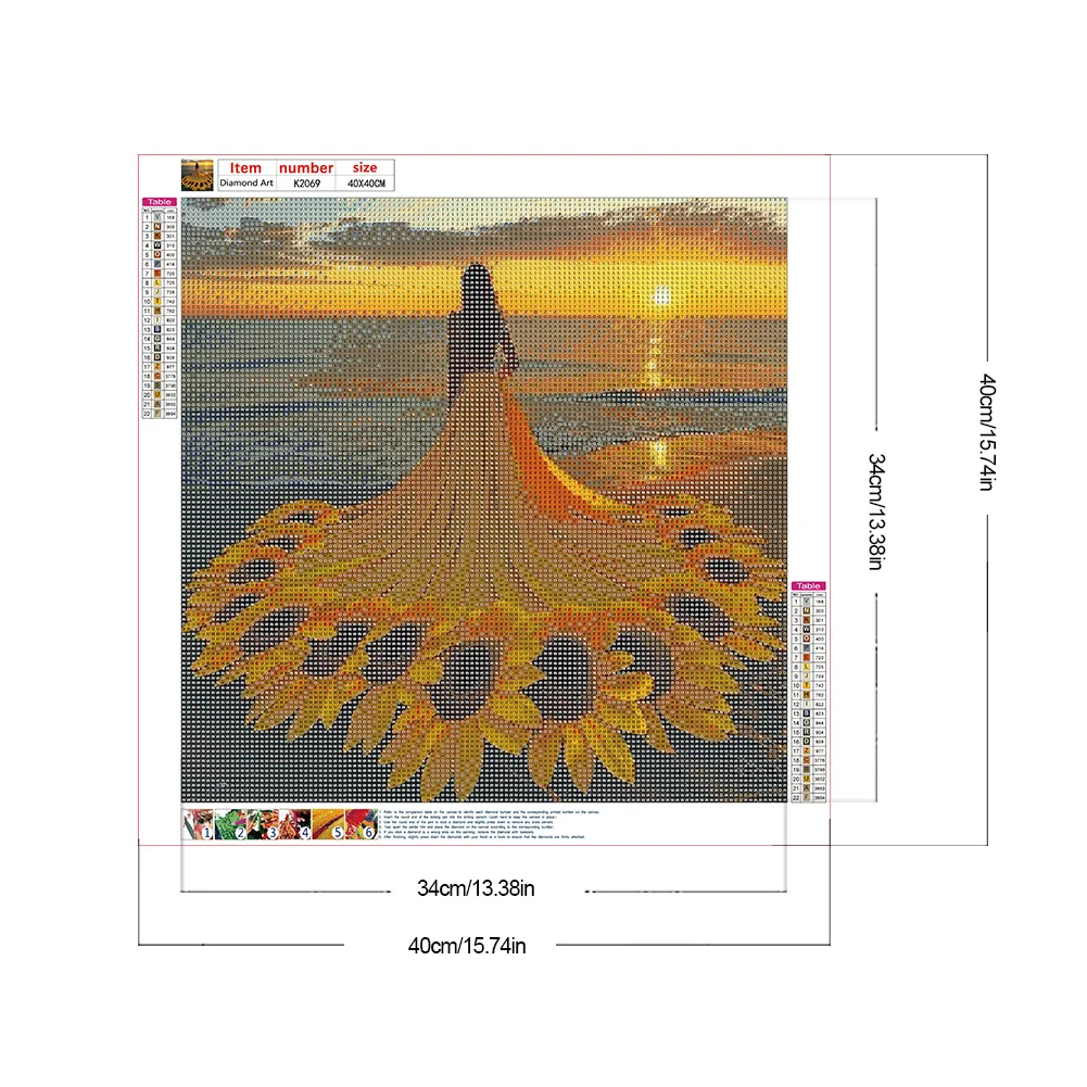 Diamond Painting - Full Round Drill - Sunflower Skirt Girl(Canvas|40*40cm)