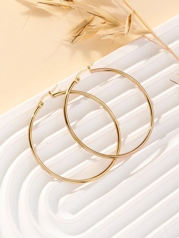 1 Pair Y2k Lady Artistic Solid Color Stainless Steel Hoop Earrings