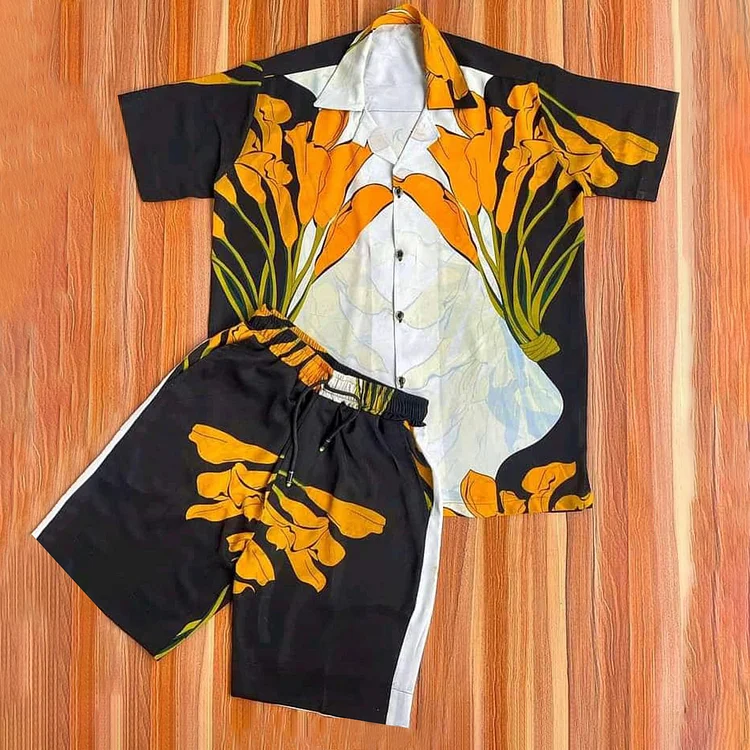 BrosWear Trendy Floral Print Shirt And Shorts Co-Ord