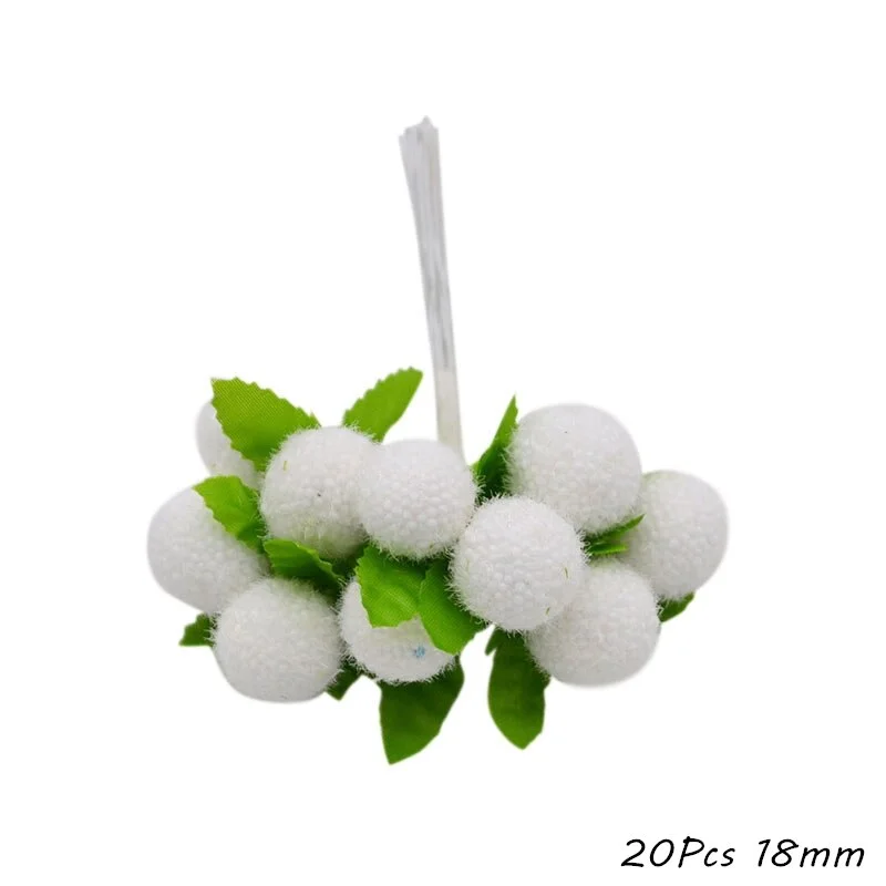 White Theme Artificial Flower Cherry Stamen Berries Bundle DIY Christmas Decoration Wedding Cake Gift Box Wreaths Xmas Decor