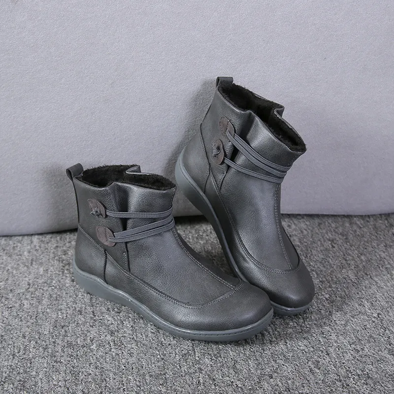 Breakj Breakj New Flat-Bottomed Plus Velvet Lady Warm Short Boots Winter New Martin Boots Yingfeng Ms. Short Boots