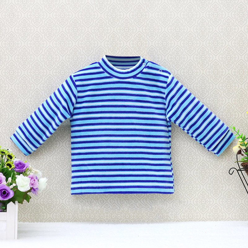 Newborn Shirts Verlour Boys Long Sleeve Striped Blouse Unisex baby clothes O-Neck Girls Clothing Velvet Kids Shirts-Mayoulove
